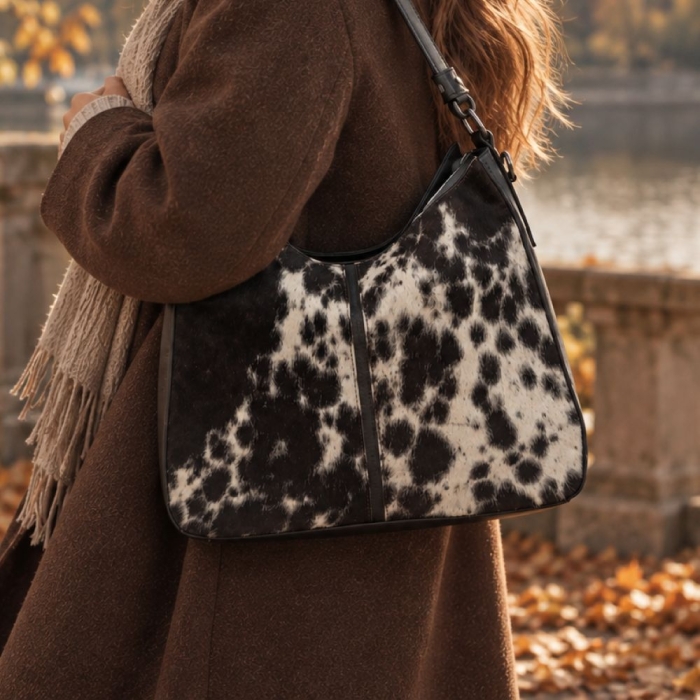 Preview: CHARLIE SHERPA Handtasche aus Rindsleder mit Echtfell